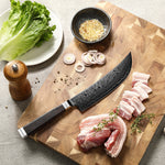 XINZUO Ji Series 7.5 Inches Viking Knife 67 Layers Damascus Steel 60±2HRC Hardness，Ebony Wood Handle
