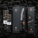 XINZUO 7 Inches 67 Layers Black Damascus Steel Santoku Knife with  Burnt Oak Handle MO-Series