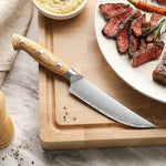 XINZUO Single Steak Knife - Triple-Layer Composited Steel with Olive Wood Handle, Razor Sharp & Ergonomic Design-PIN Series