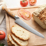 XINZUO Serrated Bread Knife - Triple-Layer Composited Steel with Olive Wood Handle, Razor Sharp & Ergonomic Design-PIN Series