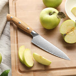 XINZUO 5.3 Inches Kitchen Utility Knife - Triple-Layer Composited Steel with Olive Wood Handle, Razor Sharp & Ergonomic Design-PIN Series