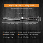 XINZUO 5 Inch 67 Layers Damascus Steel Utility Knife-Ya Series