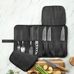 XINZUO 1PC Professional Chef Knife Roll Bag – 8 Slots, Microfiber Leather & Thickened Canvas, Available in Black or Blue,Durable Knife Storage & Travel Case for Chefs, Culinary Students & Home Cooks