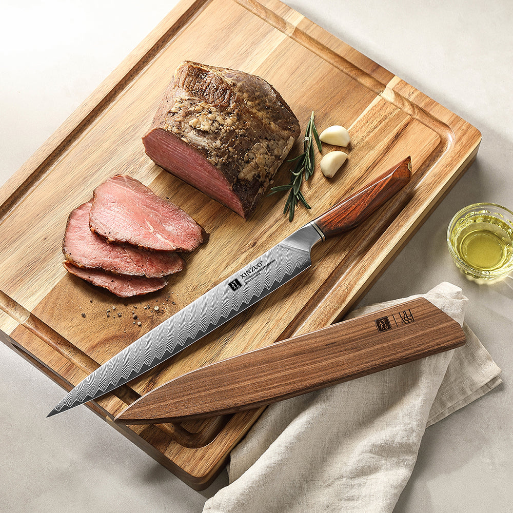 XINZUO Xing Series 10.2 Inches Carving Knife – 73-Layer Damascus Powder Steel, Michelin Star Collaboration, Sustainable Packaging, All-Purpose Culinary Tool