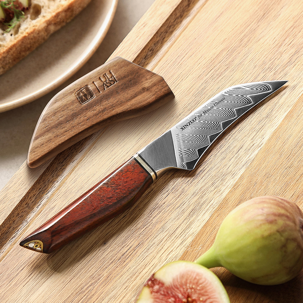 XINZUO Xing Series 3 Inches Paring Knife - 14Cr14MoVNb Steel Core With Wooden Sheath  Eco-Friendly Gift Package