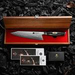 XINZUO Professional Chef Knife - Böhler M390 Powder Core, Water Wave Damascus Pattern, Comfort Grip Handle for Home & Restaurant Use
