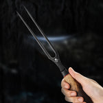 XINZUO 6 Inch Carving Fork with Burnt Oak Handle - Professional Meat Fork for Roasts, BBQ and Serving