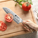 XINZUO 7.1 Inches Santoku Knife 67 Layer Damascus Steel 10Cr15CoMoV Core 60±2 HRC Handmade Kitchen Knife