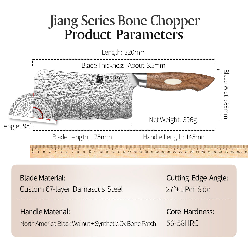 XINZUO 6.5 Inches 67 Layers  Damascus Steel Bone Chopper Knife-Jiang Series -Jiang Series