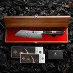 XINZUO 145 Layers Damascus Bunka Knife/Kiritsuke Knife,7 Inches, Ergonomic Handle, Acacia Wooden Gift Box