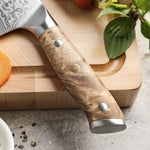 XINZUO 8.3” Chef Knife 67-Layer Damascus Steel 10Cr15CoMoV Core 60±2HRC Handmade with Figured Sycamore Wood Handle