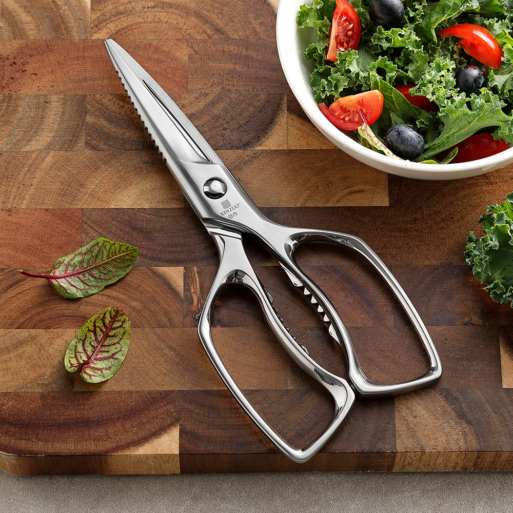 XINZUO 5Cr15 Stainless Steel Multifunctional Kitchen Scissors – One-Piece Solid Construction, Detachable & Ergonomic (Black/Silver/Bronze)