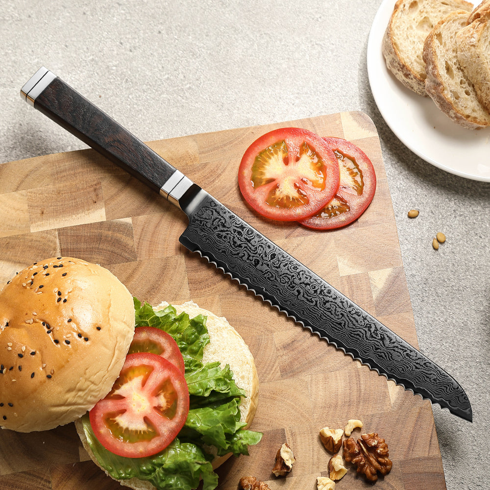XINZUO 67-Layer Damascus Bread Knife – Crust to Crumb, Perfectly Preserved