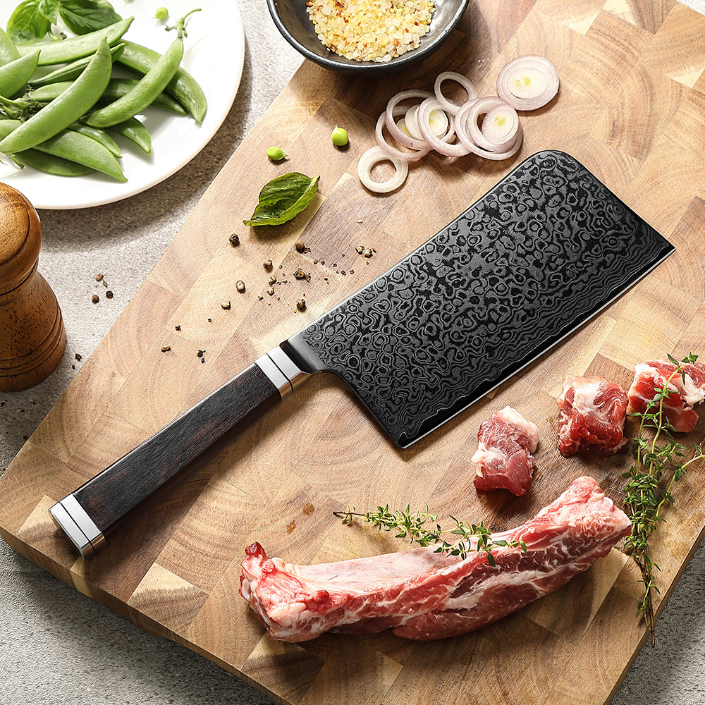 XINZUO Ji Series 67 Layers Damascus Steel Bone Chopper Knife 7Cr17MoV Steel Core Razor Sharp Kitchen Knife
