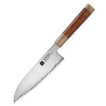 XINZUO Zhen XZ05 Series ZDP-189 Powder Steel Santoku Knife 7.5 Inch, Made of Three-layer Composite Steel, Hardness Reaches 65-67HRC, Desert lronwood Octagonal HandIe