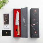 XINZUO Premium German Steel 5.8 Inches Bunka Knife – Olive Wood Handle, 56-58HRC Hardness, Ideal for Daily Kitchen Prep