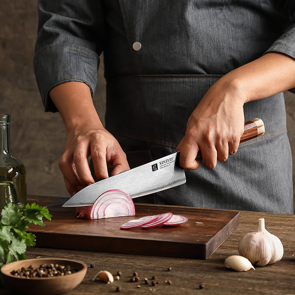 XINZUO 2-Piece Japanese Steel Knife Set — Chef & Utility Knives With ZDP189 Composite Steel | Desert Ironwood Handle