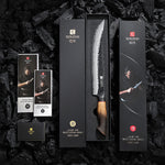 XINZUO 10 Inch Carving Knife 67 Layers Damascus Steel with Burnt Oak Handle - Precision Slicing Knife for Meat, Poultry & Roasts