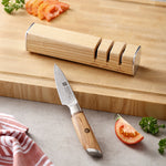 XINZUO 1PC 3-in-1 Knife Sharpener Diamond & Ceramic System Ash Wood & Walnut Wood Option，Scientific and Efficient Sharpening