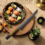 XINZUO 10 Inches Calamus Knife Japanese ZDP189 Damascus Steel Intangible Cultural Heritage lacquerware Handle