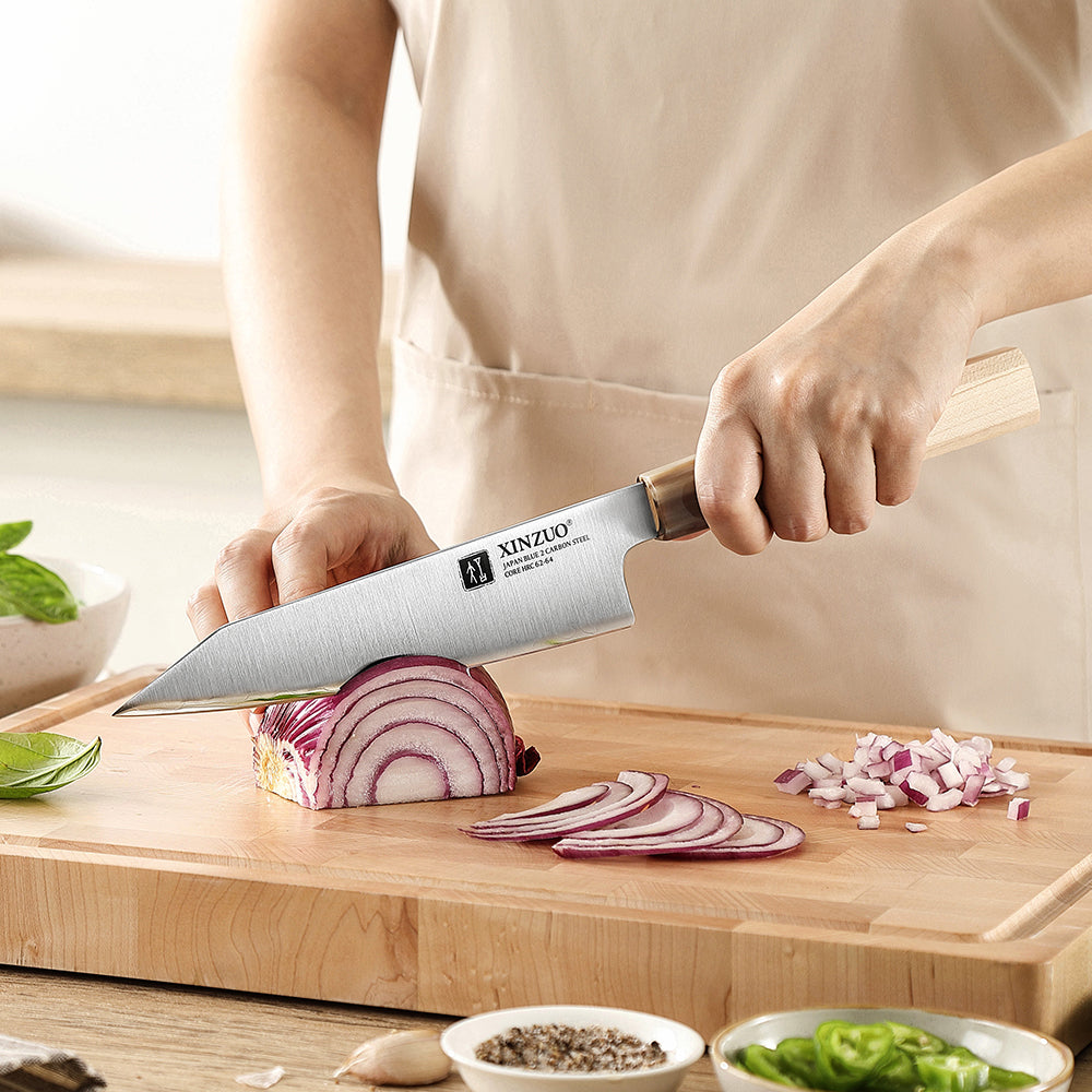 XINZUO Professional 7.1-inch Handmade Japanese Bunka Knife,Aogami No.2 Carbon Steel 3-Layer Composite Blade