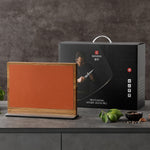 XINZUO Acacia Wood Dual-Side Magnetic Knife Holder with Leather | Raw & Cooked Food Zone Separation for Maximum Hygiene