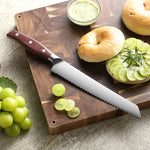XINZUO 8.2 Inches Bread Knife 3 Layers Composite Steel 440C Steel Core With Nature Red Wood Handle