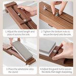 XINZUO Adjustable Solid Wood Whetstone Sharpening Stand, Extendable Walnut & White Oak Sharpening Holder for Kitchen Knife Sharpening, Sink Mount Stable Sharpening Support Stand