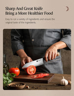 XINZUO Zhen XZ05 Series ZDP-189 Powder Steel Santoku Knife 7.5 Inch, Made of Three-layer Composite Steel, Hardness Reaches 65-67HRC, Desert lronwood Octagonal HandIe