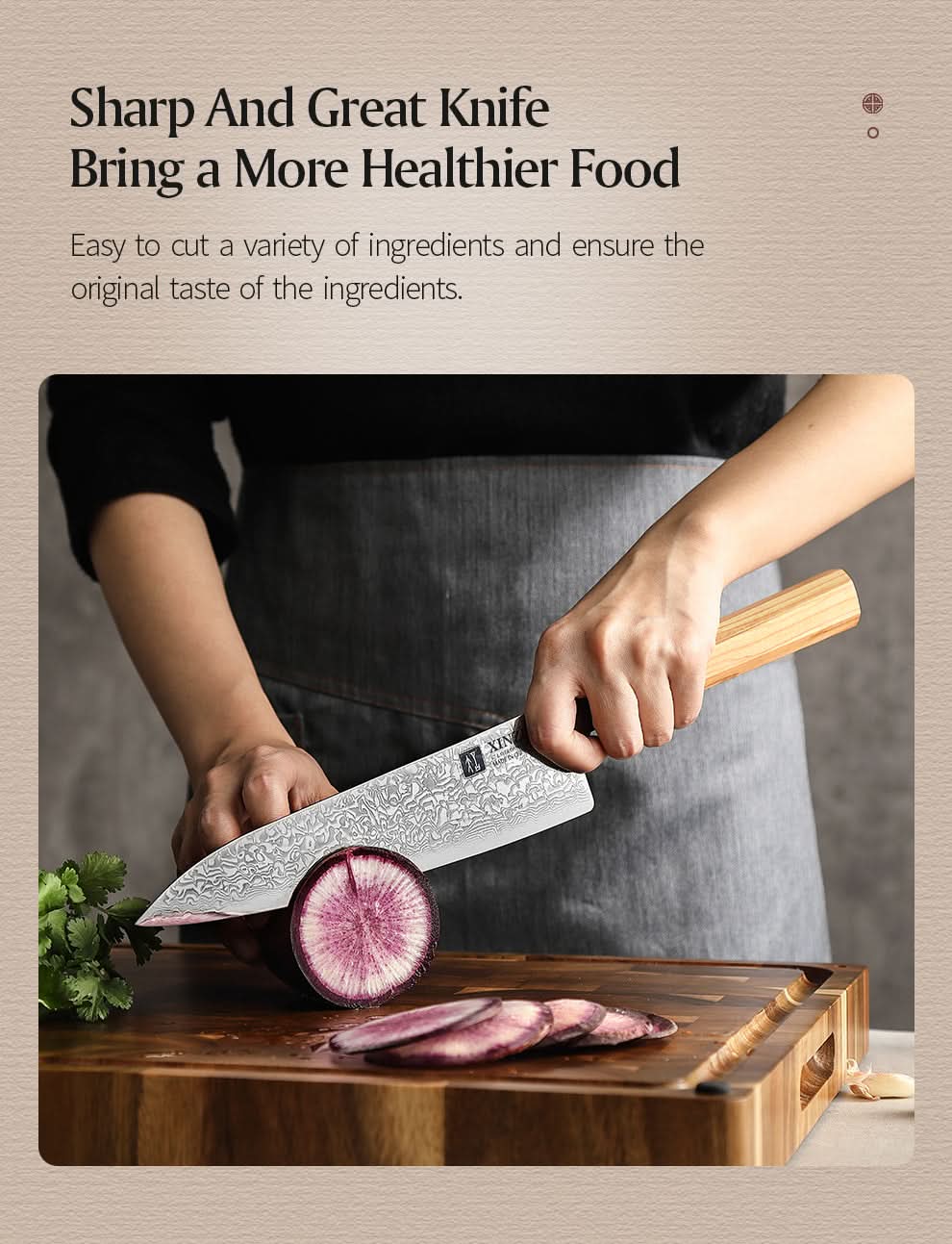 XINZUO PM8 Series 67 Layers Damascus Powder Steel Chef Knife 8.5 inches