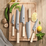 XINZUO 5PCS Japanese Aogami No.2 Steel Knife Set,Core Hardness 62-64HRC,Professional Kitchen Knife Set