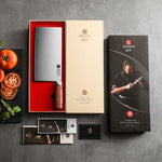 XINZUO 8.5 Inches Cleaver Knife, 3 Layers Clad Steel with Red Wood Handle & Copper Rivets, 58~60HRC - FU Series