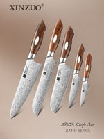 XINZUO 5-Piece 110 Layers Damascus Steel Kitchen Knife Set-Jiang Series