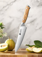 XINZUO Kitchen Knife 5.2 Inches Utility Knife Classic Design Slice Premium Olive Wood Handle Shred or Dice