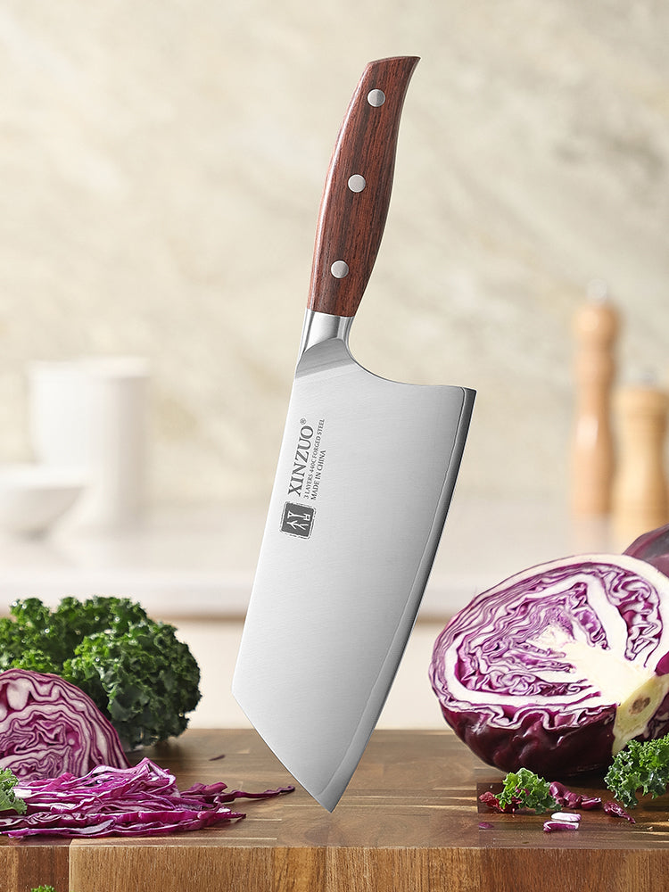 XINZUO High-Performance Cleaver Knife 7.1 Inches 3-Layer Composite Steel Blade for Kitchen Cooking