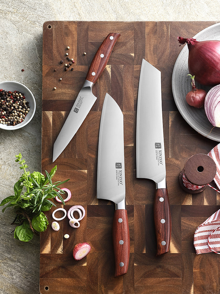XINZUO Composite Steel 3PCS Kitchen Knife Set 440C Steel Core Ergonomic Handle Multifunctional Cooking Utensil