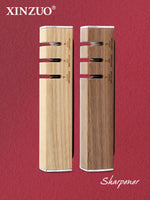 XINZUO 1PC 3-in-1 Knife Sharpener Diamond & Ceramic System Ash Wood & Walnut Wood Option，Scientific and Efficient Sharpening