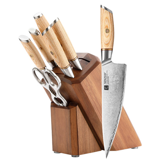 XINZUO Lan Series 3-layer Composite Steel 8PCS Knife Set