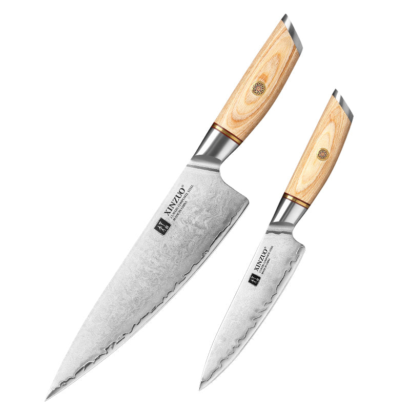 XINZUO Lan Series 3-layer Composite Steel 2PCS Knife Set