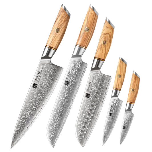 XINZUO Lan Series 73 Layers Damascus Powder Steel 5PCS Knife Set
