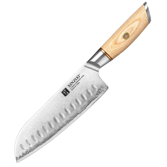XINZUO Lan Series 3-layer Composite Steel Santoku Knife