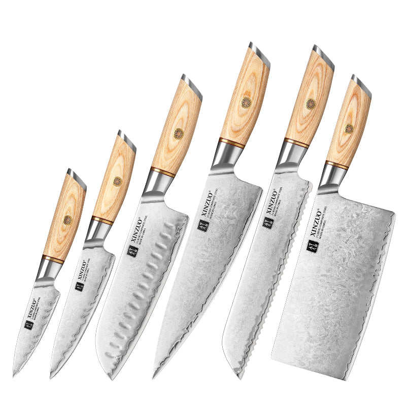 XINZUO Lan Series 3-layer Composite Steel 6PCS Knife Set