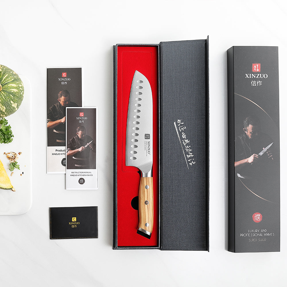 XINZUO Durable And Sharp 7.1 Inches Santoku Knife Japanese Kitchen Knife Hardness 56-58 HRC - A Good Choice for Gifts