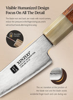 XINZUO Zhen XZ05 Series ZDP-189 Powder Paring Knife 4.5 Inch, Made of Three-layer Composite Steel, Hardness Reaches 65-67HRC, Desert lronwood Octagonal HandIe