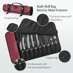 XINZUO Kitchen Knife Roll Bag, Microfiber Leather & Thickened Canvas Knife Storage Wrap with 8 Slots, Portable Wear-resistant Knife Carrier for Professional Chefs Camping Kitchen