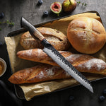 XINZUO 8.5 Inches 67 Layers Black Damascus Steel Bread Knife with  Burnt Oak Handle MO-Series