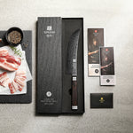 XINZUO Ji Series 7.5 Inches Viking Knife 67 Layers Damascus Steel 60±2HRC Hardness，Ebony Wood Handle