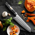 XINZUO 145 Layers Damascus Santoku Knife, Ergonomic Handle, Acacia Wooden Gift Box