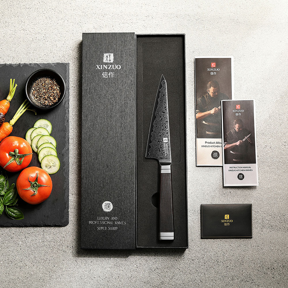XINZUO 67-Layer Damascus Utility Knife – Your Daily Kitchen Companion