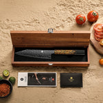 XINZUO Practical 6 Inches Bunka Knife 49-Layer Damascus ZDP-189 Core Ebony Wood Handle